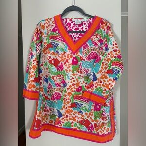 Gretchen Scott Designs Pink and Orange Animal Print Top